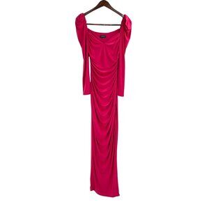 Majorelle Sweertheart Gown XS Ruched Long Sleeve Berry Red Draped Maxi Dress